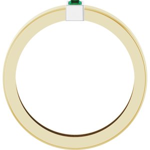 14K Yellow/White Gold Lab-Grown Emerald  Bezel-Set Ring Size 8.5 – image 2
