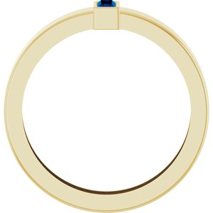 14K Yellow Gold Lab-Grown Blue Sapphire  Bezel-Set Ring Size 8.5 – image 2