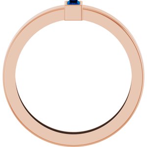 14K Rose Gold Lab-Grown Blue Sapphire  Bezel-Set Ring Size 8.5 – image 2
