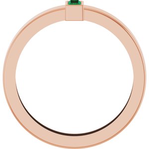 14K Rose Gold Lab-Grown Emerald  Bezel-Set Ring Size 8.5 – image 2