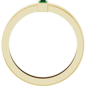 14K Yellow Gold Lab-Grown Emerald  Bezel-Set Ring Size 8.5 – image 2