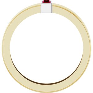 14K Yellow/White Gold Lab-Grown Ruby  Bezel-Set Ring Size 8.5 – image 2