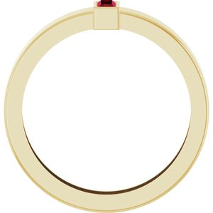 14K Yellow Gold Lab-Grown Ruby  Bezel-Set Ring Size 8.5 – image 2