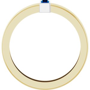 14K Yellow/White Gold Lab-Grown Blue Sapphire  Bezel-Set Ring Size 8.5 – image 2