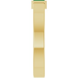 14K Yellow Gold Lab-Grown Emerald  Bezel-Set Ring Size 9.5 – image 4