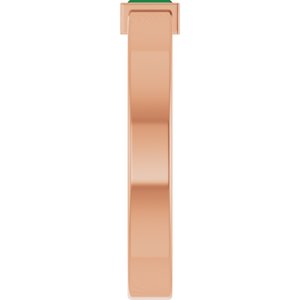 14K Rose Gold Lab-Grown Emerald  Bezel-Set Ring Size 9.5 – image 4