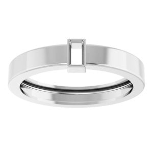 14K White Gold 4x2 mm Straight Baguette Bezel-Set Ring Mounting Size 9.5 – image 6