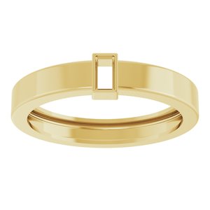 14K Yellow Gold 4x2 mm Straight Baguette Bezel-Set Ring Mounting Size 9.5 – image 6