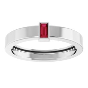 14K White Gold Lab-Grown Ruby  Bezel-Set Ring Size 9.5 – image 3