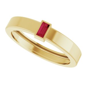 14K Yellow Gold Lab-Grown Ruby  Bezel-Set Ring Size 9.5 – image 5