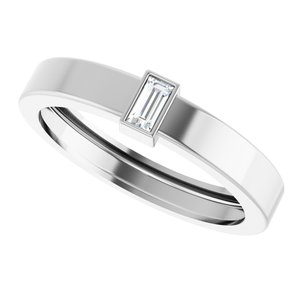 14K White Gold Natural Diamond  Bezel-Set Ring Size 9.5 – image 5
