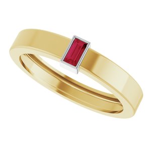 14K Yellow/White Gold Lab-Grown Ruby  Bezel-Set Ring Size 9.5 – image 5
