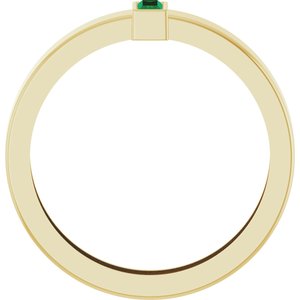 14K Yellow Gold Lab-Grown Emerald  Bezel-Set Ring Size 9.5 – image 2