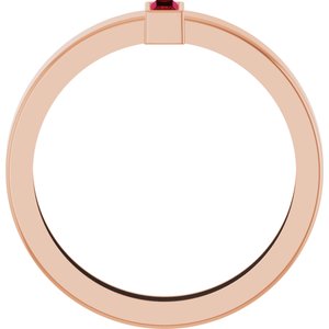 14K Rose Gold Lab-Grown Ruby  Bezel-Set Ring Size 9.5 – image 2