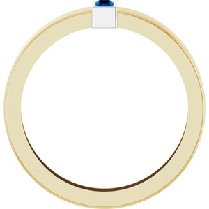 14K Yellow/White Gold Lab-Grown Blue Sapphire  Bezel-Set Ring Size 9.5 – image 2