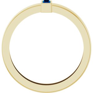 14K Yellow Gold Lab-Grown Blue Sapphire  Bezel-Set Ring Size 9.5 – image 2