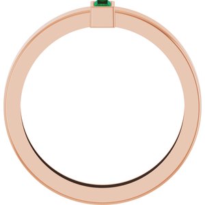 14K Rose Gold Lab-Grown Emerald  Bezel-Set Ring Size 9.5 – image 2