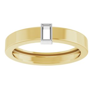 14K Yellow/White Gold 4x2 mm Straight Baguette Bezel-Set Ring Mounting Size 9 – image 6
