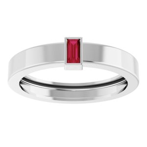 14K White Gold Lab-Grown Ruby  Bezel-Set Ring Size 9 – image 3