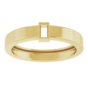 14K Yellow Gold 4x2 mm Straight Baguette Bezel-Set Ring Mounting Size 9 – image 6