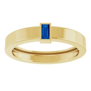 14K Yellow Gold Lab-Grown Blue Sapphire  Bezel-Set Ring Size 9 – image 3