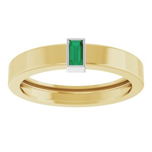 14K Yellow/White Gold Lab-Grown Emerald  Bezel-Set Ring Size 9 – image 3