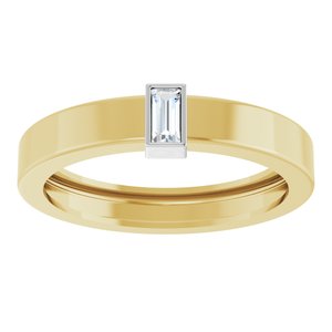 14K Yellow/White Gold 4x2 mm Straight Baguette Bezel-Set Ring Mounting Size 9 – image 5