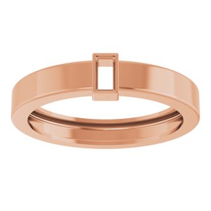 14K Rose Gold 4x2 mm Straight Baguette Bezel-Set Ring Mounting Size 9 – image 6
