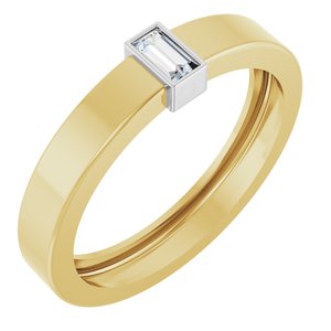 14K Yellow/White Gold Natural Diamond  Bezel-Set Ring Size 9