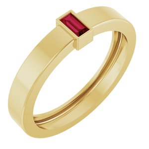 14K Yellow Gold Lab-Grown Ruby  Bezel-Set Ring Size 9