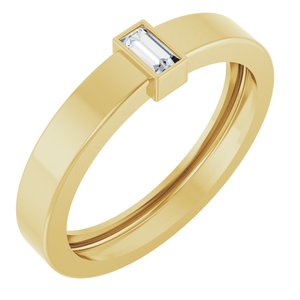 14K Yellow Gold Natural Diamond  Bezel-Set Ring Size 9