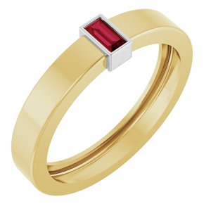 14K Yellow/White Gold Lab-Grown Ruby  Bezel-Set Ring Size 9