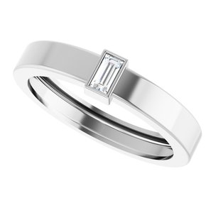 14K White Gold Natural Diamond  Bezel-Set Ring Size 9 – image 5