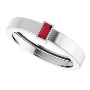 14K White Gold Lab-Grown Ruby  Bezel-Set Ring Size 9 – image 5