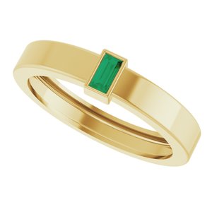 14K Yellow Gold Lab-Grown Emerald  Bezel-Set Ring Size 9 – image 5
