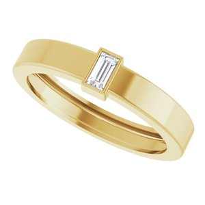 14K Yellow Gold 4x2 mm Straight Baguette Bezel-Set Ring Mounting Size 9 – image 8