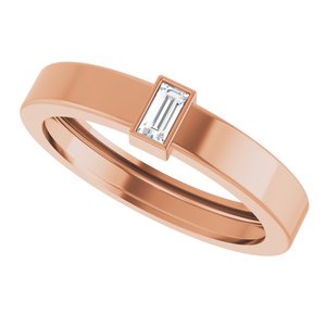 14K Rose Gold 4x2 mm Straight Baguette Bezel-Set Ring Mounting Size 9 – image 8