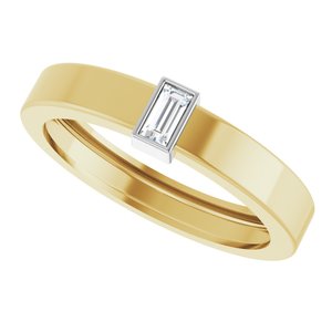 14K Yellow/White Gold Natural Diamond  Bezel-Set Ring Size 9 – image 5