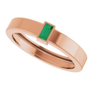 14K Rose Gold Lab-Grown Emerald  Bezel-Set Ring Size 9 – image 5
