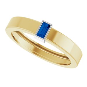 14K Yellow/White Gold Lab-Grown Blue Sapphire  Bezel-Set Ring Size 9 – image 5