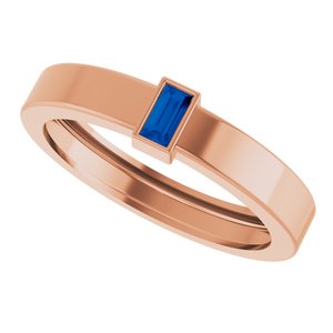 14K Rose Gold Lab-Grown Blue Sapphire  Bezel-Set Ring Size 9 – image 5
