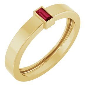14K Yellow Gold Lab-Grown Ruby  Bezel-Set Ring Size 9.5