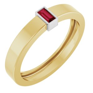 14K Yellow/White Gold Lab-Grown Ruby  Bezel-Set Ring Size 9.5