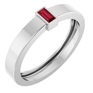 14K White Gold Lab-Grown Ruby  Bezel-Set Ring Size 9.5