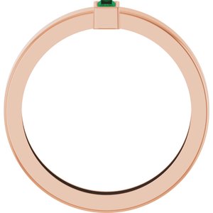 14K Rose Gold Lab-Grown Emerald  Bezel-Set Ring Size 9 – image 2