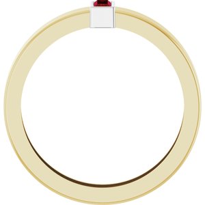 14K Yellow/White Gold Lab-Grown Ruby  Bezel-Set Ring Size 9 – image 2