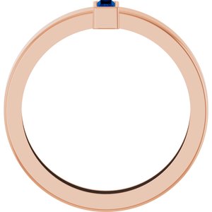 14K Rose Gold Lab-Grown Blue Sapphire  Bezel-Set Ring Size 9 – image 2