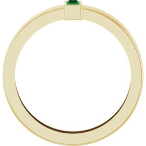 14K Yellow Gold Lab-Grown Emerald  Bezel-Set Ring Size 9 – image 2