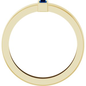 14K Yellow Gold Lab-Grown Blue Sapphire  Bezel-Set Ring Size 9 – image 2