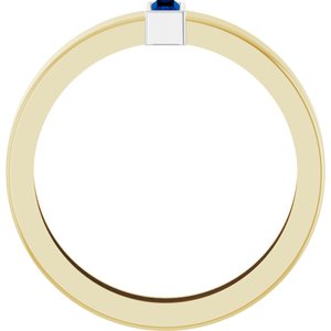 14K Yellow/White Gold Lab-Grown Blue Sapphire  Bezel-Set Ring Size 9 – image 2
